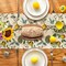 Brown Lemon Tree Bird Flower Summer Table Runner,Spring Kitchen Dining Table Decoration for Home Party Decor 13x72 Inch